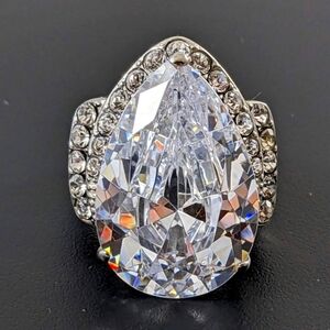 Huge Pear shaped CZ Stainless Steel Ring